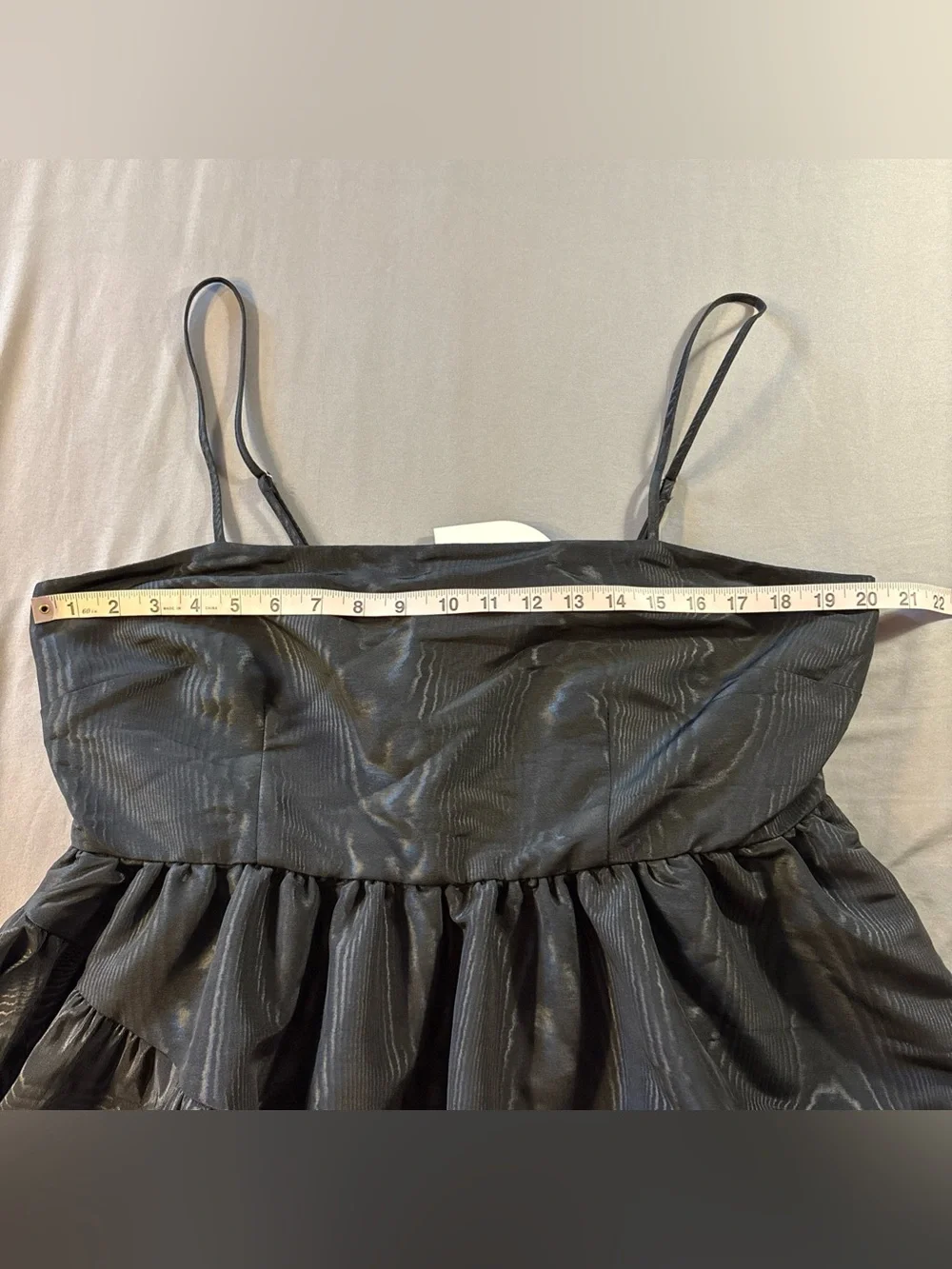 Kate Spade Black Ruffle Layered Formal Dress Sz XL Wood grain pattern Wed Guest